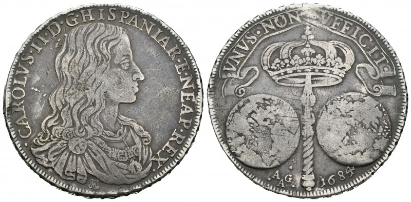 Carlos II (1665-1700). Ducado. 1684. Nápoles. AG/A. (Vic-191). (Mir-292). Ag. 27...