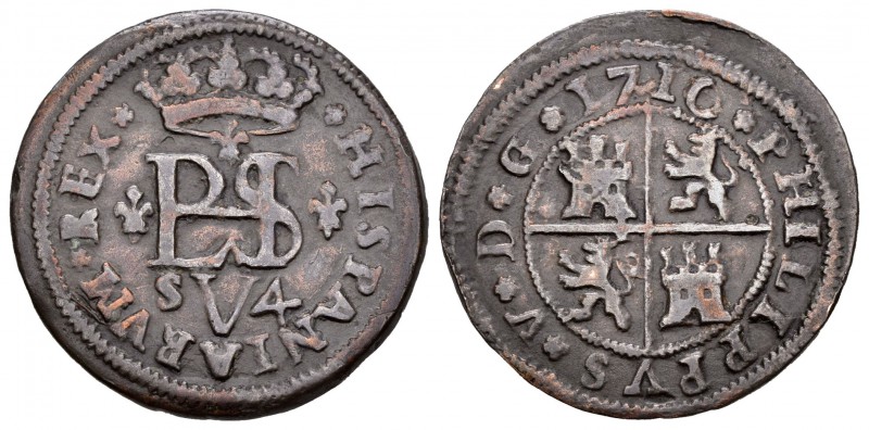 Felipe V (1700-1746). 4 maravedís. 1710. Sevilla. (Cal-2000). (Jarabo-Sanahuja-0...