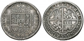 Felipe V (1700-1746). 8 reales. 1727. Segovia. F. (Cal-914). Ag. 27,39 g. Rara. MBC+. Est...1200,00.