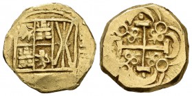 Felipe V (1700-1746). 2 escudos. Sin fecha. Santa Fe de Nuevo Reino. (Cal-tipo 89). Au. 6,71 g. Escasa. MBC. Est...800,00.