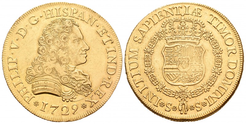 Felipe V (1700-1746). 8 escudos. 1729. Sevilla. Sin ensayador. (Cal-195). (Cal o...
