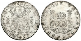 Fernando VI (1746-1759). 8 reales. 1757. México. MM. (Cal-342). Ag. 26,98 g. Brillo original. EBC+/EBC. Est...400,00.
