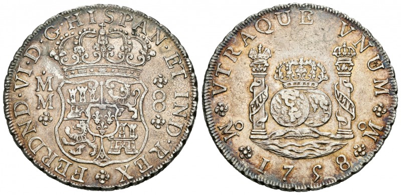 Fernando VI (1746-1759). 8 reales. 1758. México. (Cal-343). Ag. 26,65 g. EBC-. E...