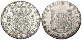 Fernando VI (1746-1759). 8 reales. 1758. México. MM. (Cal-343). Ag. 26,84 g. MBC+. Est...250,00.