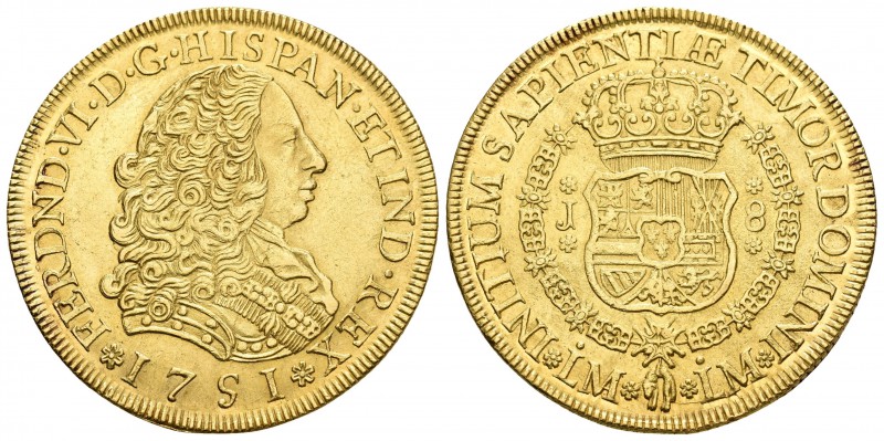 Fernando VI (1746-1759). 8 escudos. 1751. Lima. J. (Cal-18). (Cal onza-577). Au....
