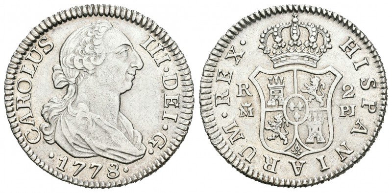 Carlos III (1759-1788). 2 reales. 1778. Madrid. PJ. (Cal-1308). Ag. 5,98 g. Bril...