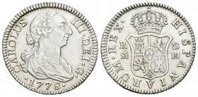 Carlos III (1759-1788). 2 reales. 1778. Madrid. PJ. (Cal-1308). Ag. 5,98 g. Brillo original. EBC-. Est...275,00.