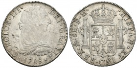 Carlos III (1759-1788). 8 reales. 1788. México. FM. (Cal-942). Ag. 26,93 g. Golpecito en el canto. Restos de brillo original. Escasa en esta conservac...