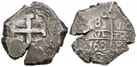 Carlos III (1759-1788). 8 reales. 1768. Potosí. V. (Cal-955). Ag. 26,56 g. Grieta. MBC. Est...200,00.