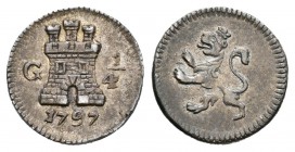 Carlos IV (1788-1808). 1/4 real. 1797. Guatemala. (Cal-1361). Ag. 0,84 g. Escasa. EBC-. Est...120,00.