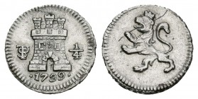 Carlos IV (1788-1808). 1/4 real. 1799. Potosí. (Cal-1415). Ag. 0,82 g. Raya en reverso. Restos de brillo original. EBC. Est...160,00.