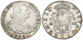 Carlos IV (1788-1808). 8 reales. 1798. Madrid. MF. (Cal-670). Ag. 27,25 g. EBC-. Est...320,00.