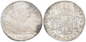 Carlos IV (1788-1808). 8 reales. 1792. México. FM. (Cal-685). Ag. 26,85 g. Gran parte de brillo original. EBC+/SC-. Est...350,00.
