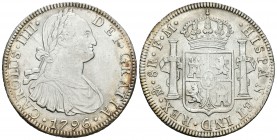 Carlos IV (1788-1808). 8 reales. 1796. México. FM. (Cal-690). Ag. 26,96 g. Rayitas. Brillo original. EBC-. Est...110,00.