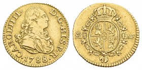 Carlos IV (1788-1808). 1/2 escudo. 1788. Madrid. MF. (Cal-608). Au. 1,69 g. Muy rara. MBC-/MBC. Est...475,00.