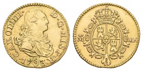 Carlos IV (1788-1808). 1/2 escudo. 1793. Madrid. MF. (Cal-613). Au. 1,70 g. Rara. MBC. Est...450,00.