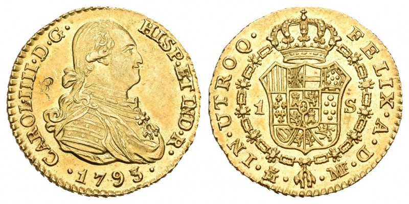 Carlos IV (1788-1808). 1 escudo. 1793. Madrid. MF. (Cal-42). Au. 3,34 g. Contram...