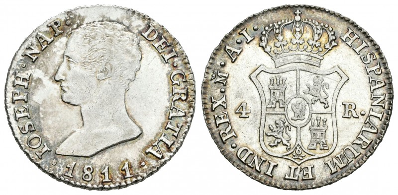 José Napoleón (1808-1814). 4 reales. 1811. Madrid. AI. (Cal-55). Ag. 5,75 g. Bri...