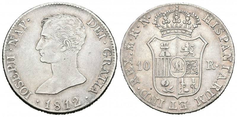 José Napoleón (1808-1814). 10 reales. 1812. Madrid. RN. (Cal-44). Ag. 13,41 g. U...