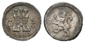 Fernando VII (1808-1833). 1/4 real. 1814. Guatemala. (Cal-1439). Ag. 0,81 g. Escasa. MBC+. Est...120,00.