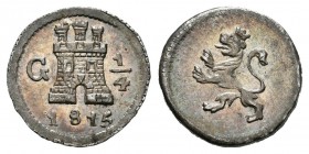 Fernando VII (1808-1833). 1/4 real. 1815. Guatemala. (Cal-1440). Ag. 0,79 g. Brillo original. Atractiva. Escasa en esta conservación. EBC+. Est...200,...