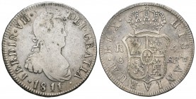 Fernando VII (1808-1833). 4 reales. 1811. Cataluña (Palma de Mallorca). SF. (Cal-711). Ag. 13,18 g. Rara. BC+/MBC-. Est...375,00.