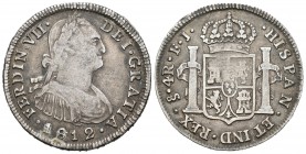 Fernando VII (1808-1833). 4 reales. 1812. Santiago. FJ. (Cal-806). Ag. 13,31 g. Escasa. MBC. Est...180,00.