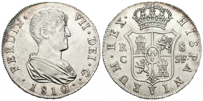 Fernando VII (1808-1833). 8 reales. 1810. Cataluña (Reus). SF. (Cal-380). Ag. 26...