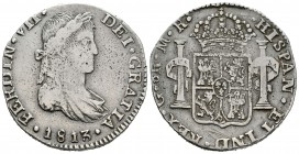 Fernando VII (1808-1833). 8 reales. 1813. Guadalajara. MR. (Cal-434). Ag. 26,00 g. Escasa. MBC-. Est...180,00.