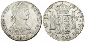 Fernando VII (1808-1833). 8 reales. 1810. Lima. JP. (Cal-475). Ag. 27,00 g. Busto indígena. Rayitas superficiales de limpieza, aún así buen ejemplar. ...