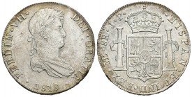 Fernando VII (1808-1833). 8 reales. 1818. Lima. JP. (Cal-486). Ag. 27,53 g. Leves impurezas en anverso. Escasa en esta conservación. EBC. Est...180,00...