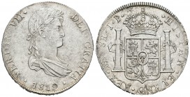 Fernando VII (1808-1833). 8 reales. 1819. Lima. JP. (Cal-487). Ag. 26,40 g. Parte de brillo original. EBC/EBC+. Est...220,00.