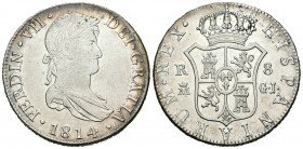 Fernando VII (1808-1833). 8 reales. 1814. Madrid. GJ. (Cal-503). Ag. 26,83 g. Primer año de busto laureado. MBC+/EBC. Est...200,00.