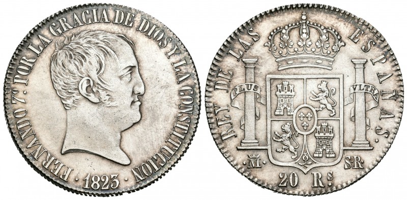Fernando VII (1808-1833). 20 reales. 1823. Madrid. SR. (Cal-517). Ag. 27,11 g. T...