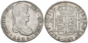Fernando VII (1808-1833). 8 reales. 1825. Potosí. JL. (Cal-618). Ag. 26,97 g. Buen ejemplar. EBC-. Est...220,00.