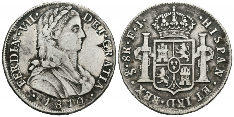 Fernando VII (1808-1833). 8 reales. 1810. Santiago. FJ. (Cal-625). Ag. 26,50 g. ...