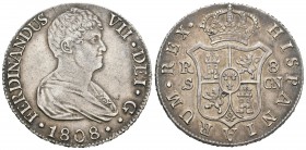 Fernando VII (1808-1833). 8 reales. 1808. Sevilla. CN. (Cal-634). Ag. 26,87 g. EBC-. Est...260,00.