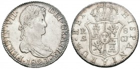 Fernando VII (1808-1833). 8 reales. 1820. Sevilla. (Cal-644). Ag. 27,02 g. Escasa. MBC+. Est...220,00.