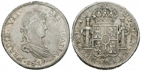 Fernando VII (1808-1833). 8 reales. 1819. Zacatecas. AG. (Cal-691). Ag. 26,74 g. Escasa. MBC+. Est...125,00.