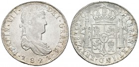 Fernando VII (1808-1833). 8 reales. 1821. Zacatecas. RG. (Cal-697). Ag. 26,76 g. Buen ejemplar. EBC/EBC-. Est...160,00.