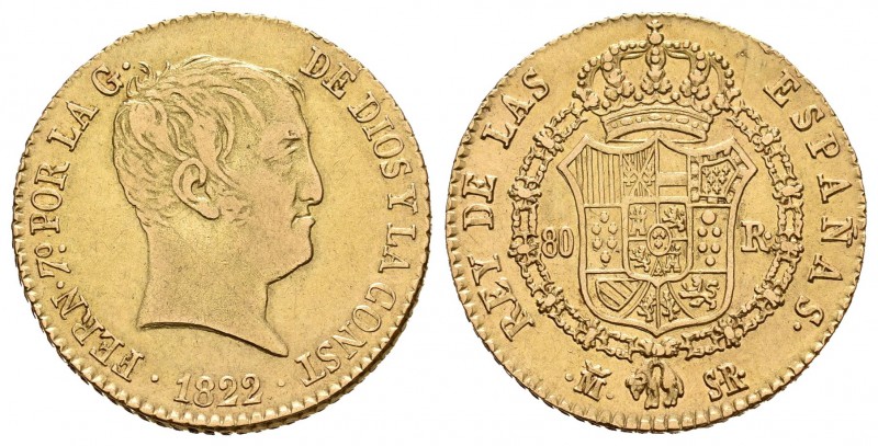Fernando VII (1808-1833). 80 reales. 1822. Madrid. SR. (Cal-218). Au. 6,76 g. Ti...