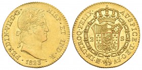 Fernando VII (1808-1833). 2 escudos. 1823. Madrid. AJ. (Cal-220). Au. 6,74 g. Brillo original. Rara, aún más en esta conservación. EBC+. Est...750,00....