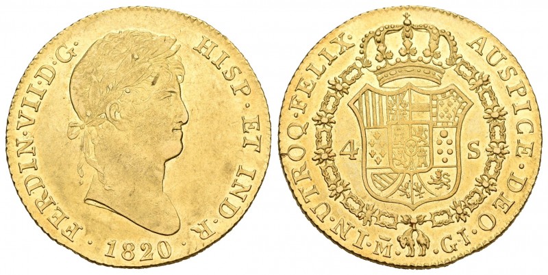 Fernando VII (1808-1833). 4 escudos. 1820. Madrid. GJ. (Cal-150). Au. 13,40 g. P...