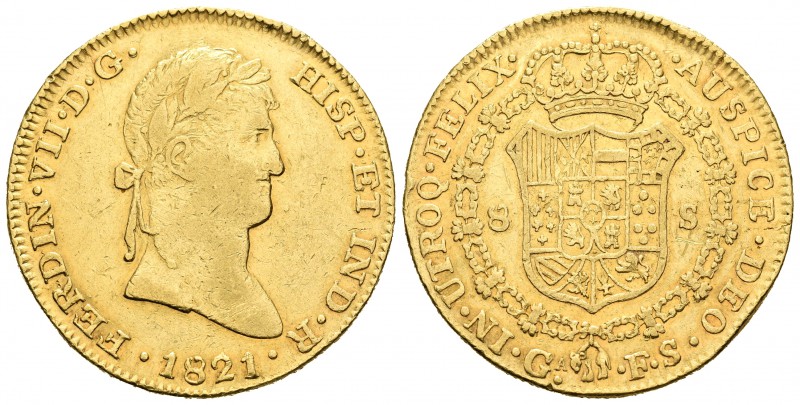 Fernando VII (1808-1833). 8 escudos. 1821. Guadalajara. FS. (Cal-7). (Cal onza-1...