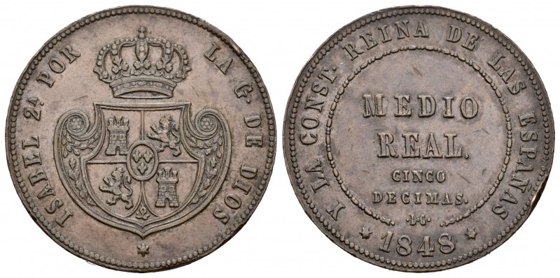 Isabel II (1833-1868). 1/2 Real. 1848. Madrid. DG (Departamento de Grabado). (Ca...
