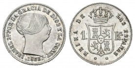 Isabel II (1833-1868). 1 real. 1853. Barcelona. (Cal-398). Ag. 1,34 g. Brillo original. SC-. Est...70,00.
