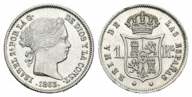 Isabel II (1833-1868). 1 real. 1863. Barcelona. (Cal-407). Ag. 1,27 g. Restos de brillo original. EBC+. Est...50,00.