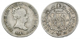 Isabel II (1833-1868). 1 real. 1840. Sevilla. RD. (Cal-427). Ag. 1,45 g. Muy escasa. MBC-. Est...110,00.