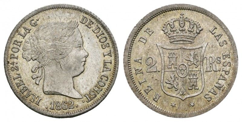 Isabel II (1833-1868). 2 reales. 1862. Madrid. (Cal-371). Ag. 2,60 g. Buen ejemp...