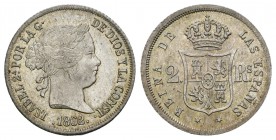 Isabel II (1833-1868). 2 reales. 1862. Madrid. (Cal-371). Ag. 2,60 g. Buen ejemplar. EBC. Est...60,00.